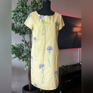 Lilly Pulitzer White Label RARE - Solid Yellow Dress w/ Purple Flowers - Size 6